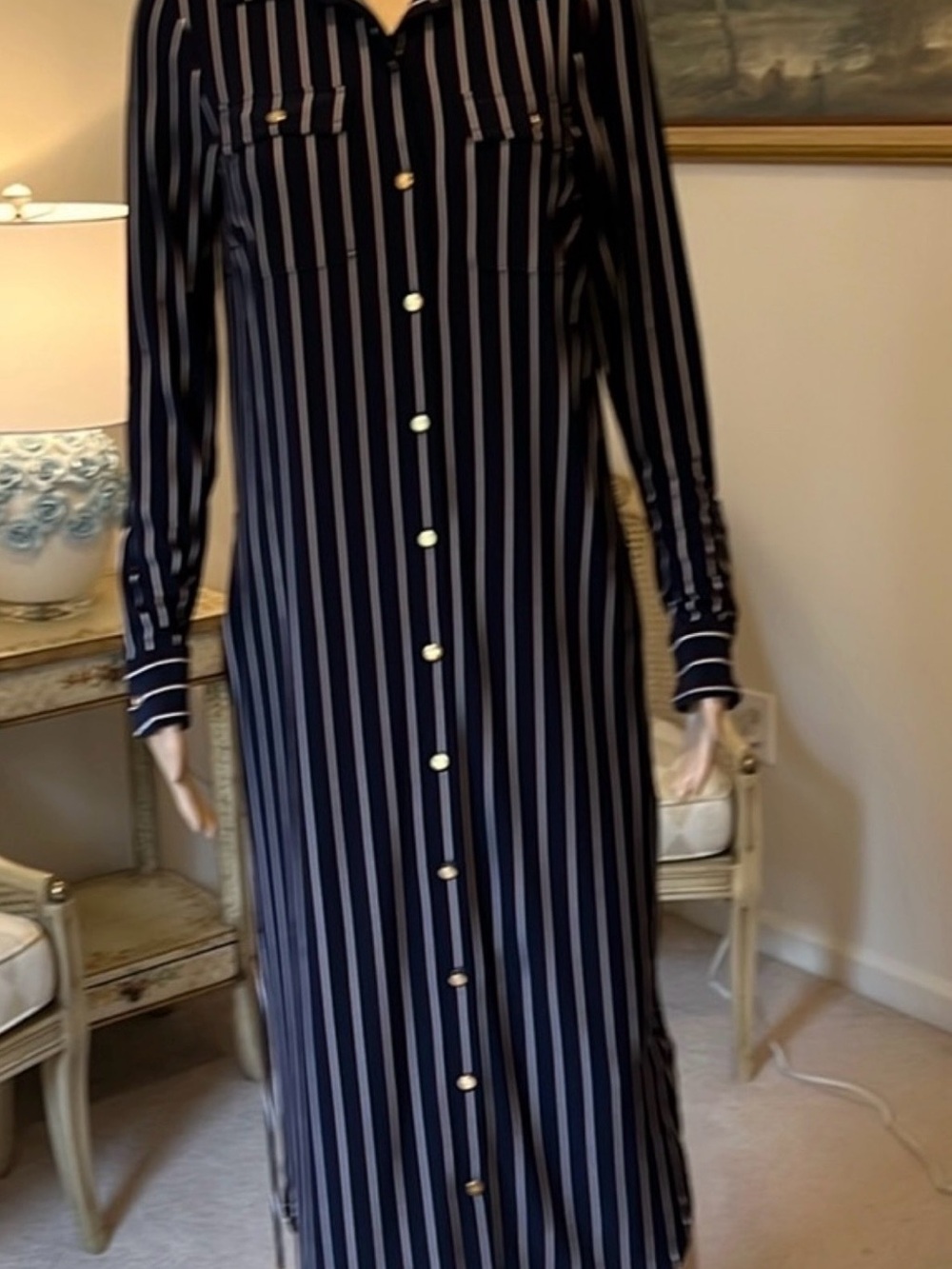 Lauren Ralph Lauren Navy Dress with White and Pink Stripes